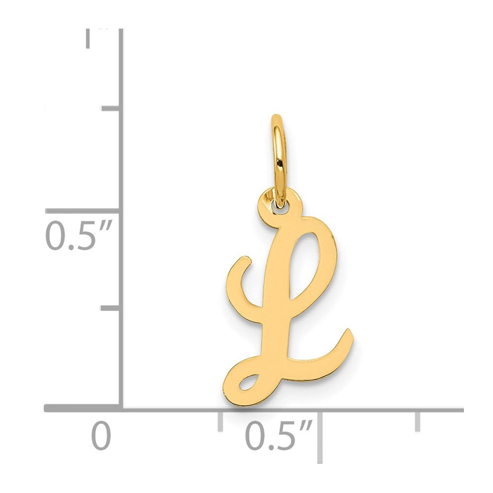 10K / 14K Yellow Gold Small Script Initial L Charm - Product Photo