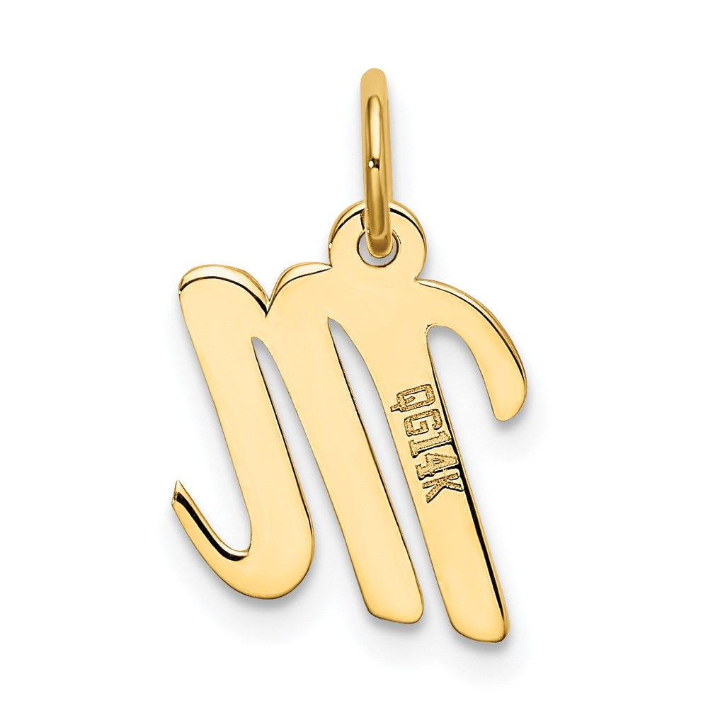 10K / 14K Yellow Gold Small Script Initial M Charm - Product Photo