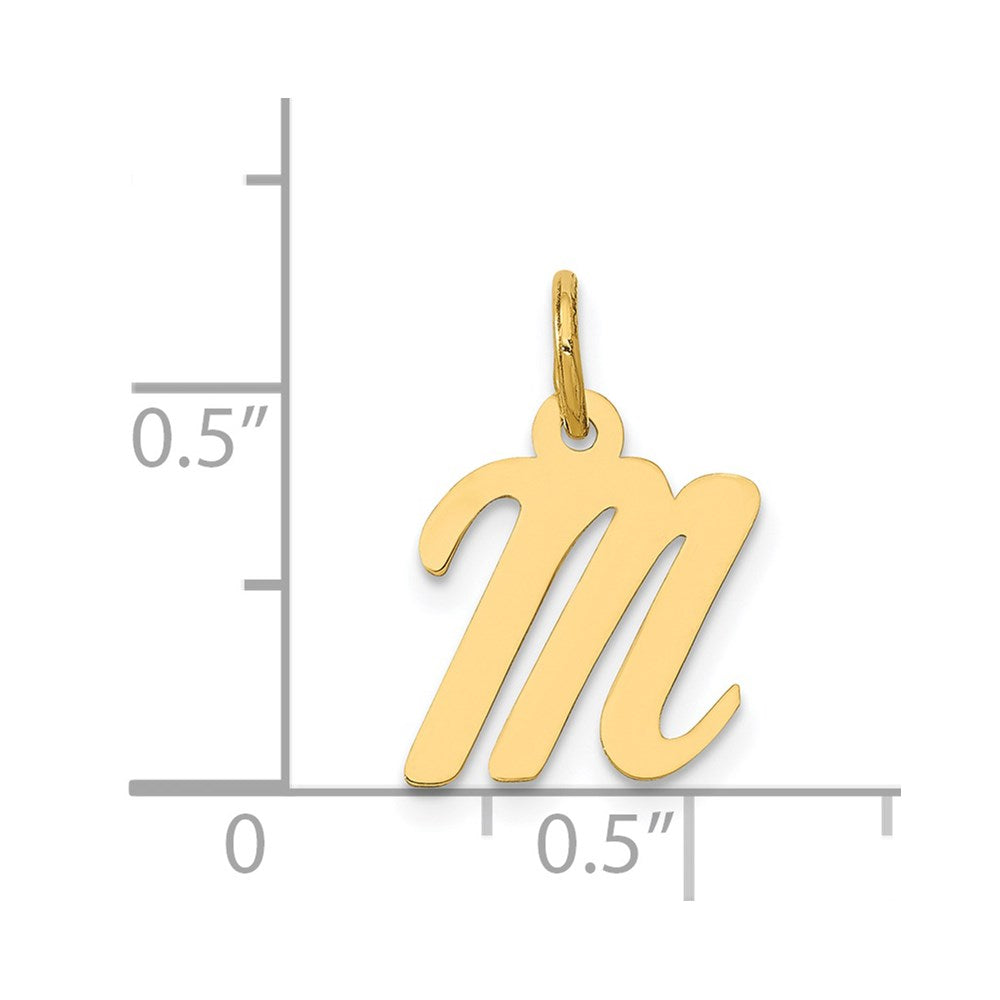 10K / 14K Yellow Gold Small Script Initial M Charm - Product Photo