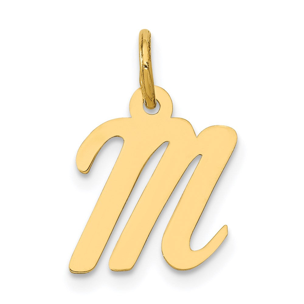 10K / 14K Yellow Gold Small Script Initial M Charm - Product Photo