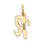 10K / 14K Yellow Gold Small Script Initial R Charm - Product Photo