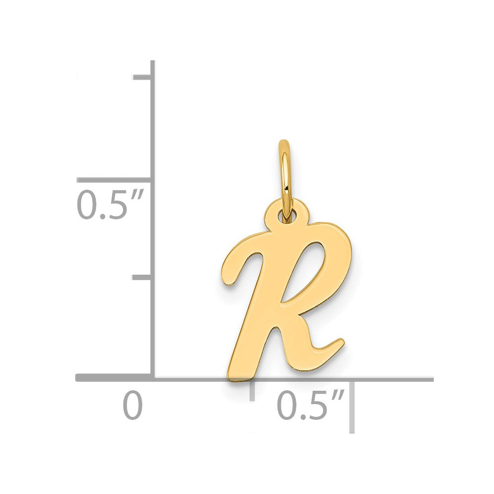 10K / 14K Yellow Gold Small Script Initial R Charm - Product Photo