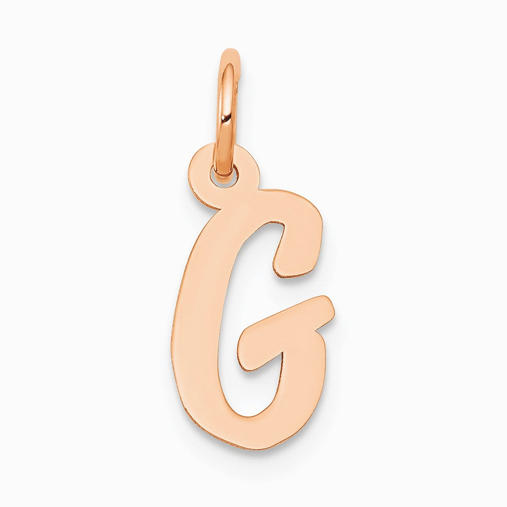 14K Rose Gold Small Script Letter G Initial Charm - Product Photo