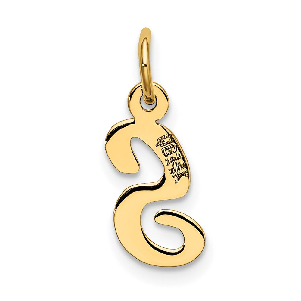 10K / 14K Yellow Gold Small Script Initial S Charm - Product Photo