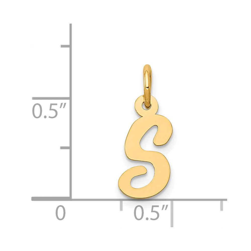 10K / 14K Yellow Gold Small Script Initial S Charm - Product Photo