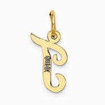 10K / 14K Yellow Gold Small Script Initial T Charm - Product Photo