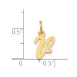 10K / 14K Yellow Gold Small Script Initial V Charm - Product Photo