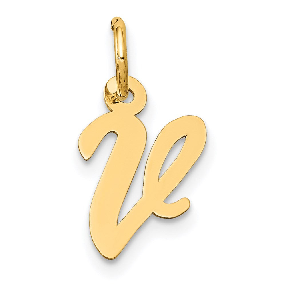 10K / 14K Yellow Gold Small Script Initial V Charm - Product Photo