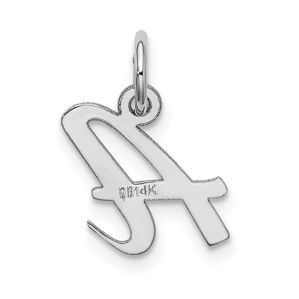 10K / 14K White Gold Small Script Initial A Charm - Product Photo