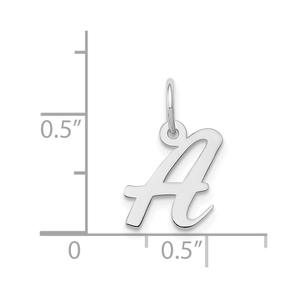 10K / 14K White Gold Small Script Initial A Charm - Product Photo