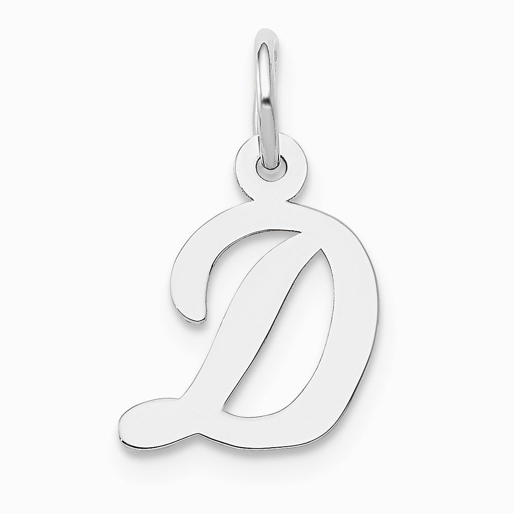 10K / 14K White Gold Small Script Initial D Charm - Product Photo