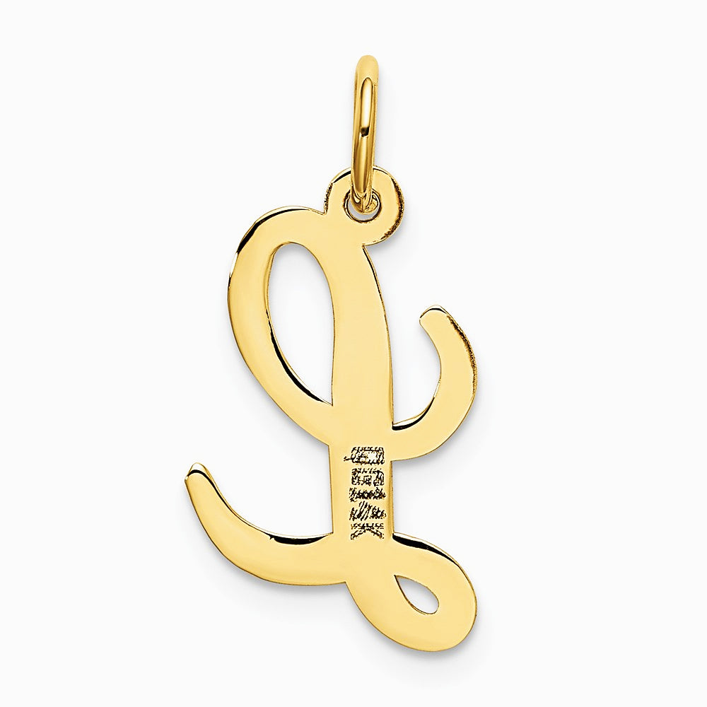 10K / 14K Yellow Gold Medium Script Letter L Initial Charm - Product Photo