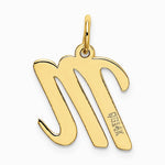 10K / 14K Yellow Gold Medium Script Letter M Initial Charm - Product Photo