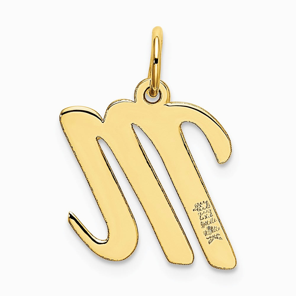 10K / 14K Yellow Gold Medium Script Letter M Initial Charm - Product Photo