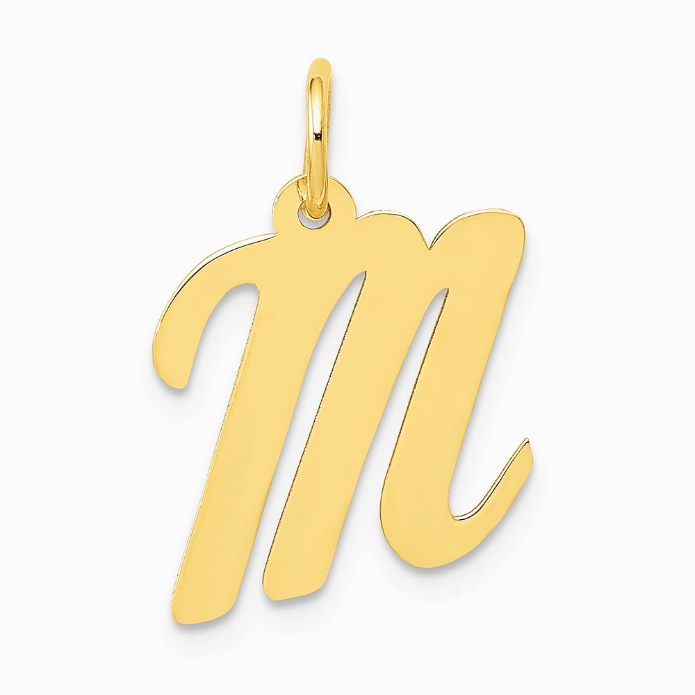10K / 14K Yellow Gold Medium Script Letter M Initial Charm - Product Photo