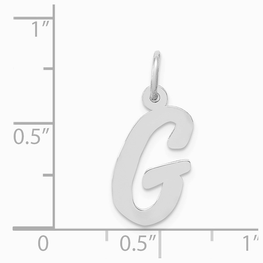 14K White Gold Medium Script Letter G Initial Charm - Product Photo