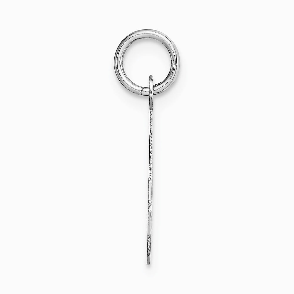 14K White Gold Medium Script Letter O Initial Charm - Product Photo