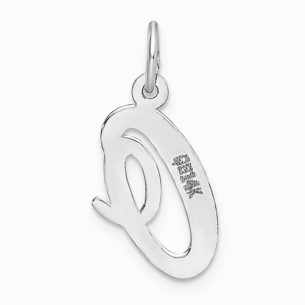 14K White Gold Medium Script Letter O Initial Charm - Product Photo