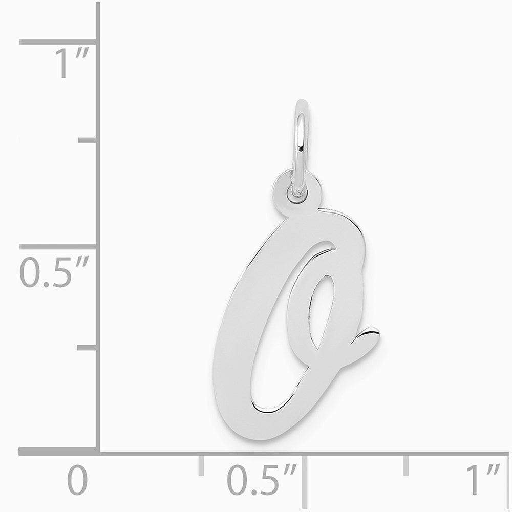 14K White Gold Medium Script Letter O Initial Charm - Product Photo