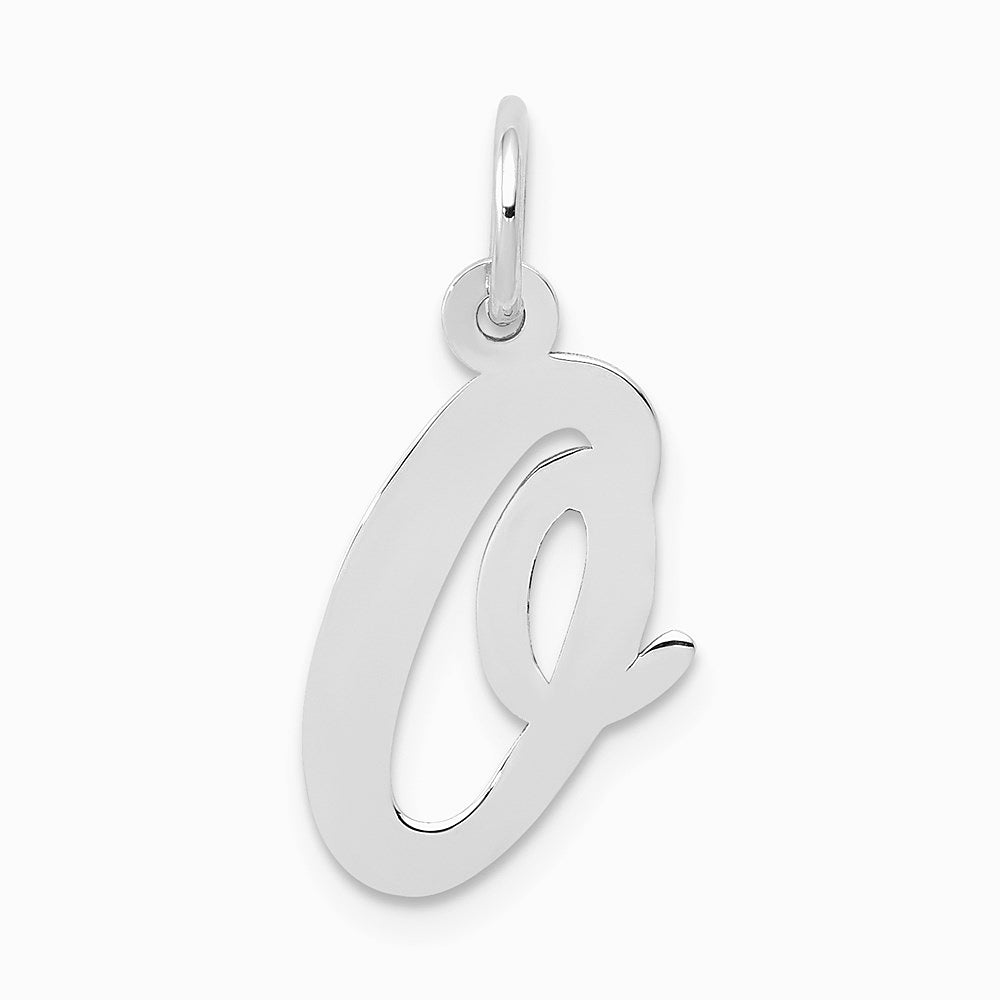 14K White Gold Medium Script Letter O Initial Charm