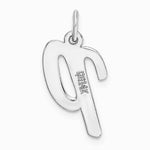 14K White Gold Medium Script Letter P Initial Charm - Product Photo