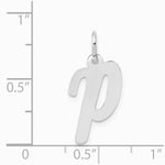 14K White Gold Medium Script Letter P Initial Charm - Product Photo