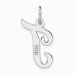 14K White Gold Medium Script Letter T Initial Charm - Product Photo