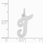 14K White Gold Medium Script Letter T Initial Charm - Product Photo