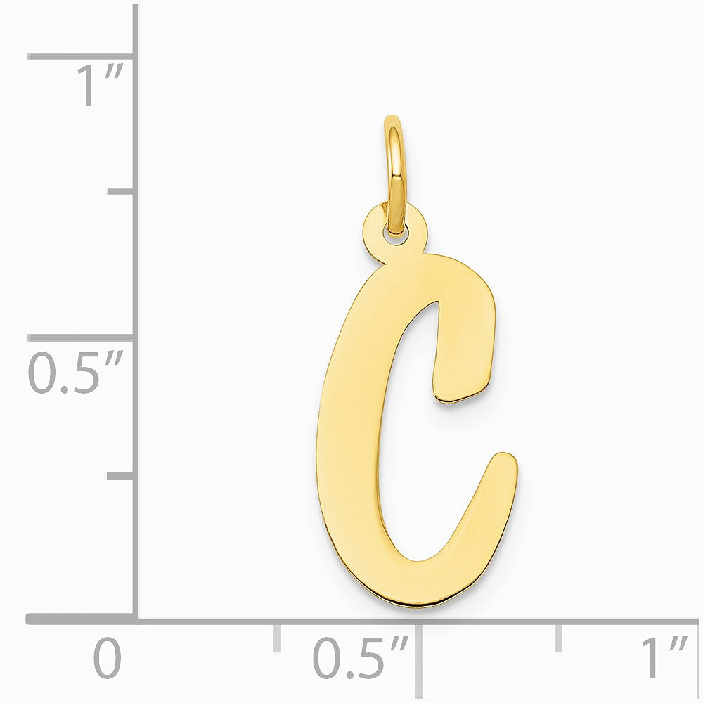 10K / 14K Yellow Gold Large Script Letter C Initial Charm - Product Photo