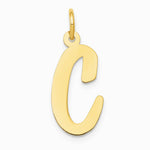 10K / 14K Yellow Gold Large Script Letter C Initial Charm - Product Photo