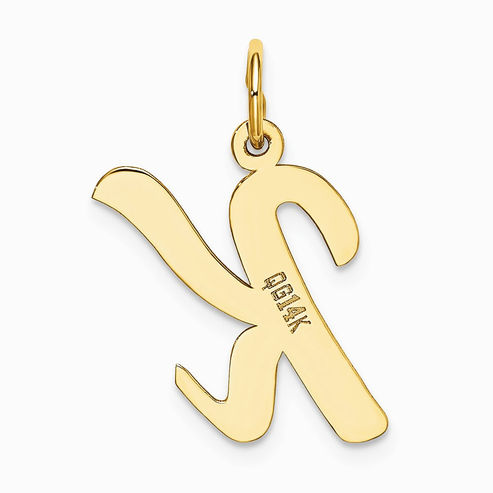 10K / 14K Yellow Gold Large Script Letter K Initial Charm - Product Photo