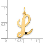 10K / 14K Yellow Gold Large Script Letter L Initial Charm - Product Photo