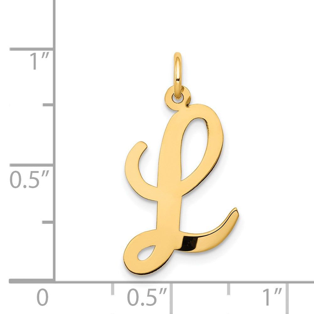 10K / 14K Yellow Gold Large Script Letter L Initial Charm - Product Photo