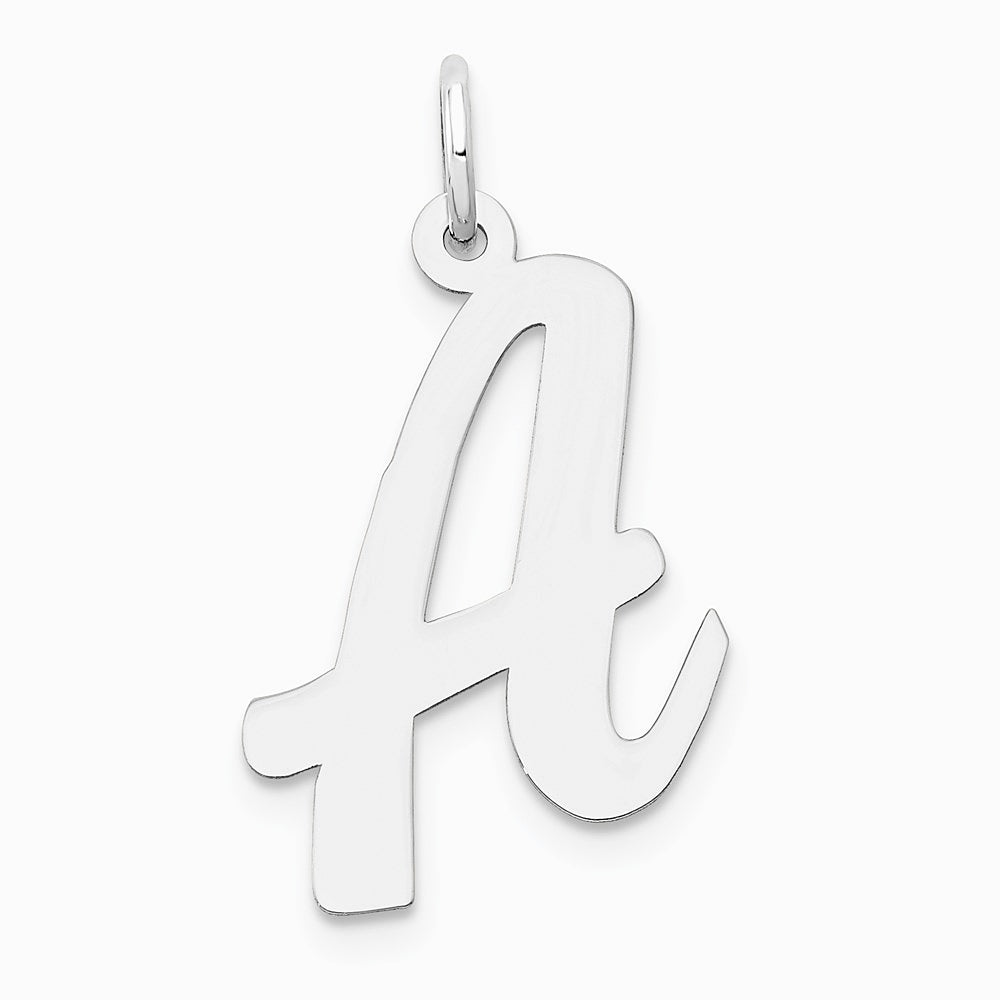 14K White Gold Large Script Letter A Initial Charm