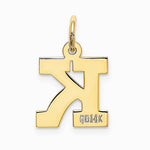10K / 14K Yellow Gold Small Block Initial K Charm - Product Photo