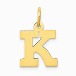 10K / 14K Yellow Gold Small Block Initial K Charm - Product Photo