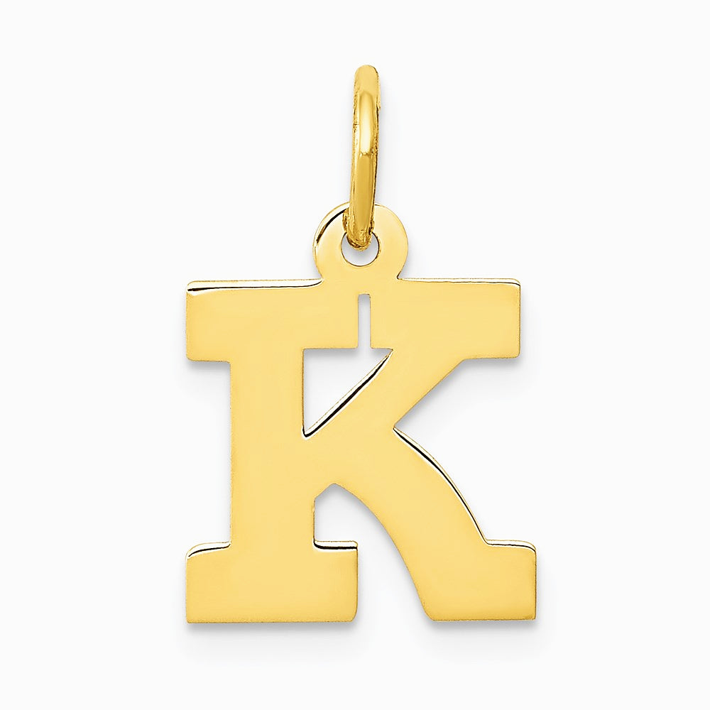 10K / 14K Yellow Gold Small Block Initial K Charm - Product Photo