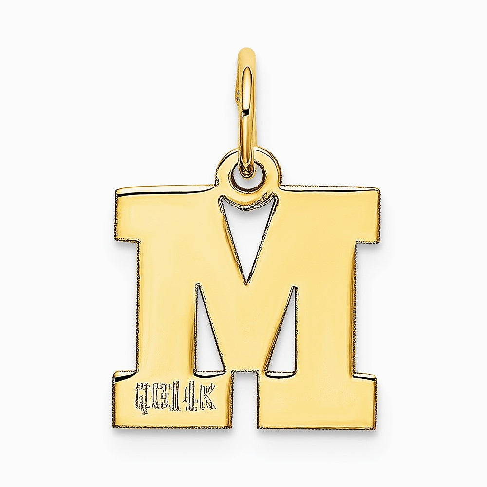 10K / 14K Yellow Gold Small Block Initial M Charm - Product Photo
