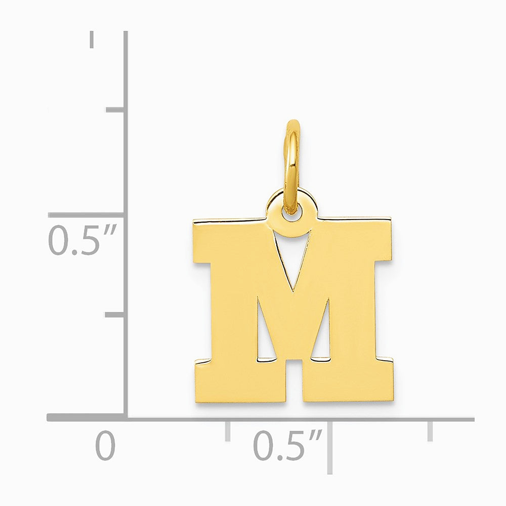 10K / 14K Yellow Gold Small Block Initial M Charm - Product Photo