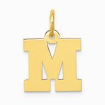 10K / 14K Yellow Gold Small Block Initial M Charm - Product Photo