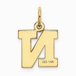 10K / 14K Yellow Gold Small Block Initial N Charm - Product Photo