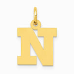 10K / 14K Yellow Gold Small Block Initial N Charm - Product Photo
