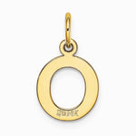 10K / 14K Yellow Gold Small Block Initial O Charm - Product Photo