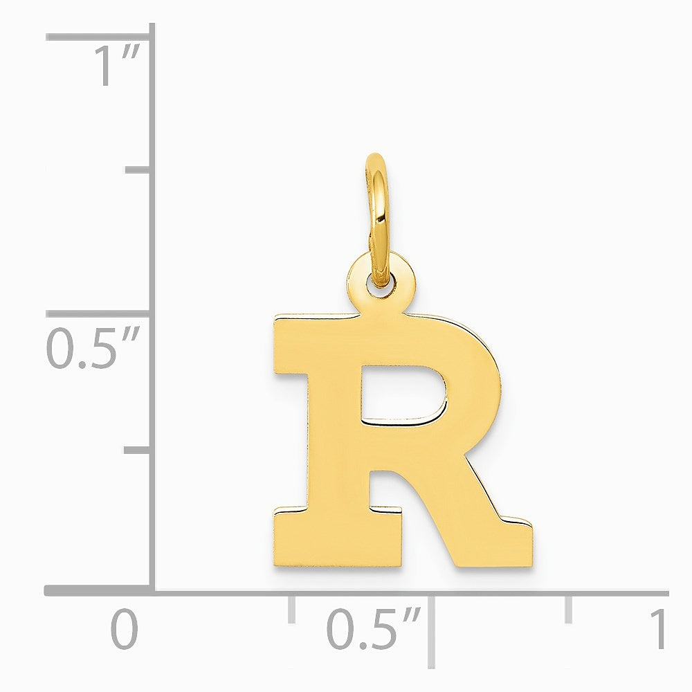 10K / 14K Yellow Gold Small Block Initial R Charm - Product Photo