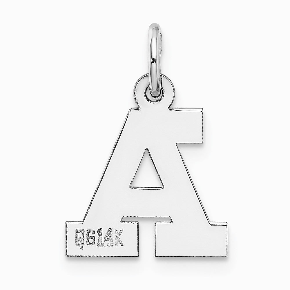 10K / 14K White Gold Small Block Initial A Charm - Product Photo