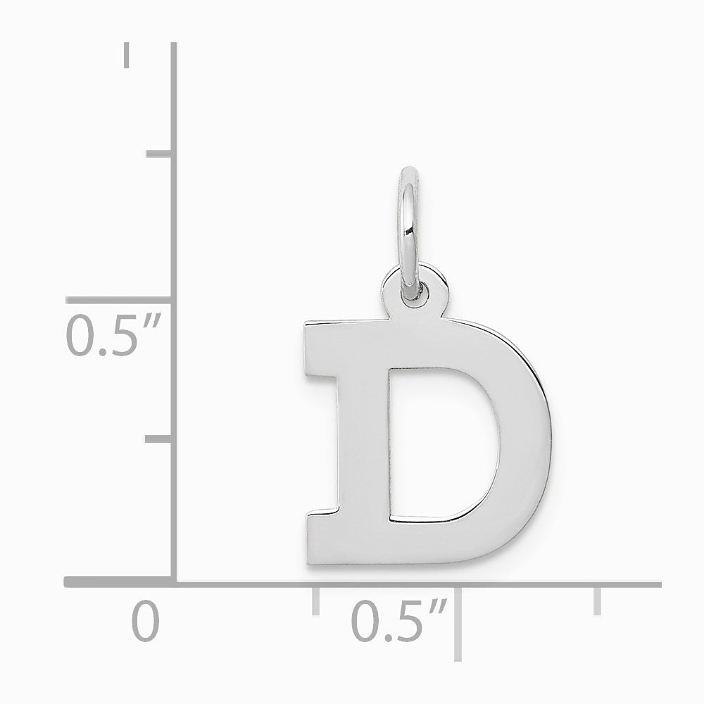 10K / 14K White Gold Small Block Initial D Charm - Product Photo