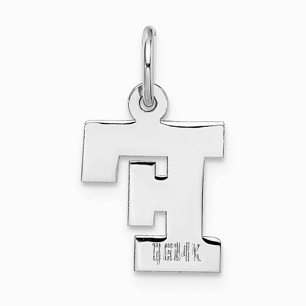 10K / 14K White Gold Small Block Initial F Charm - Product Photo