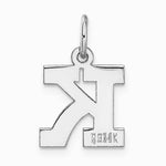 10K / 14K White Gold Small Block Initial K Charm - Product Photo
