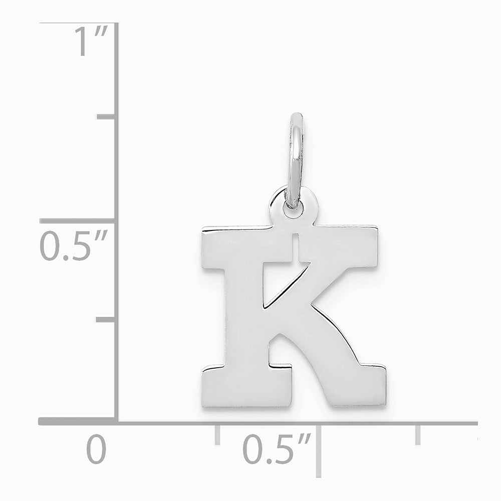10K / 14K White Gold Small Block Initial K Charm - Product Photo