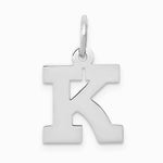 10K / 14K White Gold Small Block Initial K Charm - Product Photo